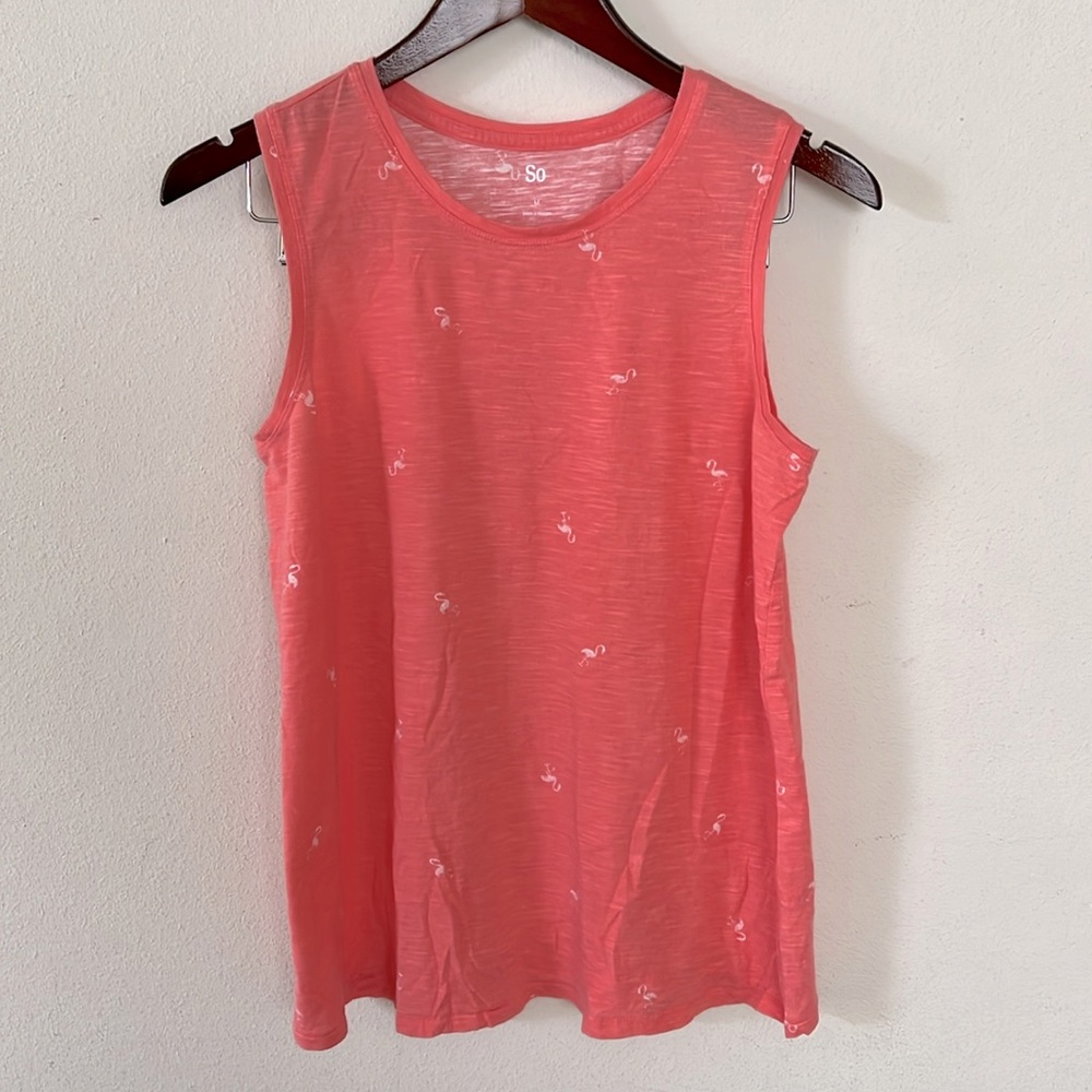 SO Flamingo Summer Tank Top Size Medium Casual Pink